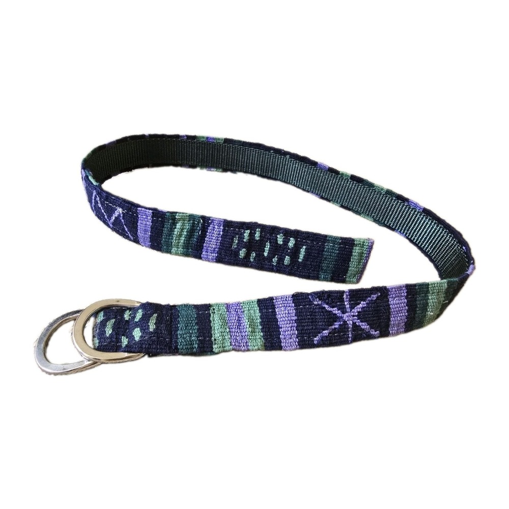 A Tail We Could Wag Colorful Cotton Weave Canvas Belt Silver Buckle Size Small